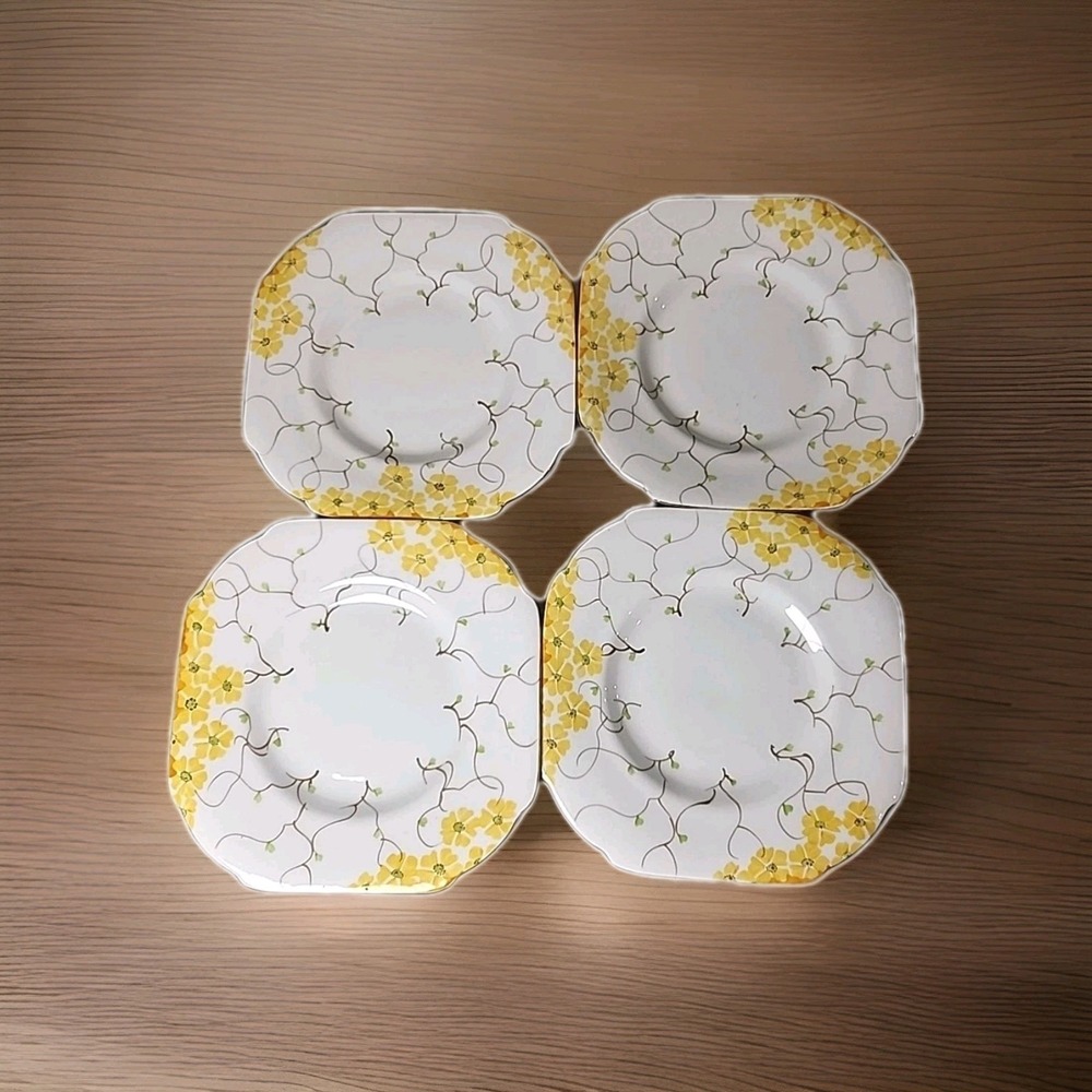 Vintage 4-Pc Royal Grafton Fine Bone China Dessert Plates MCM Exquisite Rare